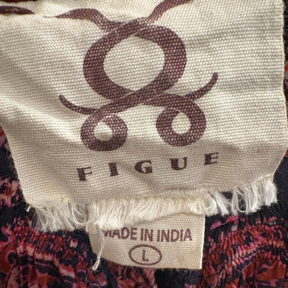 NWOT Figue Bria Bohemian Paisley Print Midi Dress in Pink & Navy Women’s Large - Picture 12 of 16
